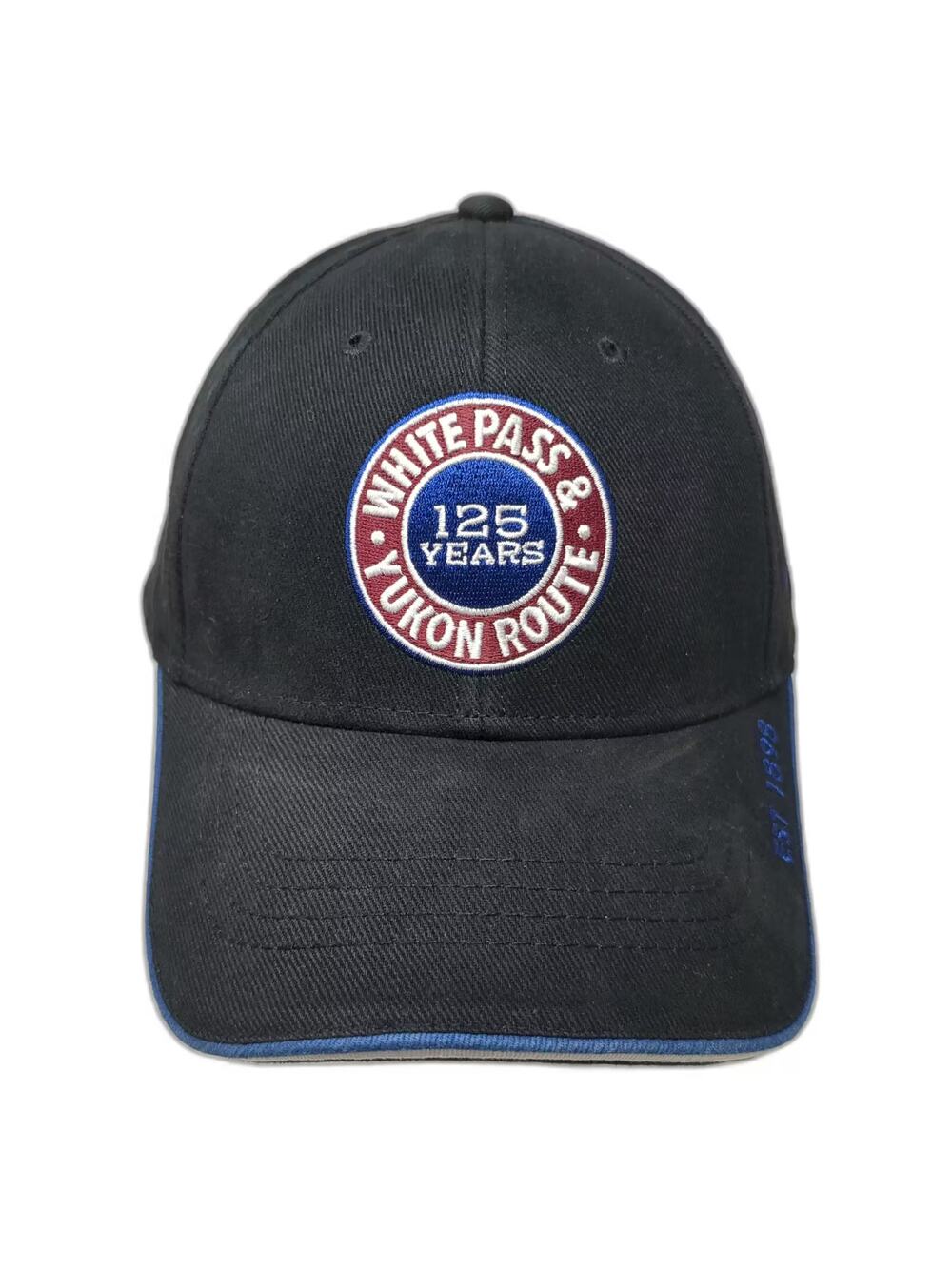W.P. & Y.R. White Pass Yukon Route 125 Years Skagway Black Baseball Cap Hat OS